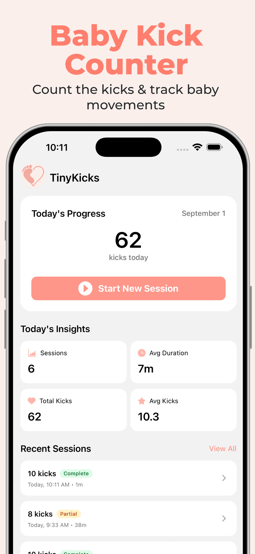 Baby Kick Counter: TinyKicks screenshot 1